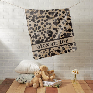 Personalized Leopard Print Baby Blanket
