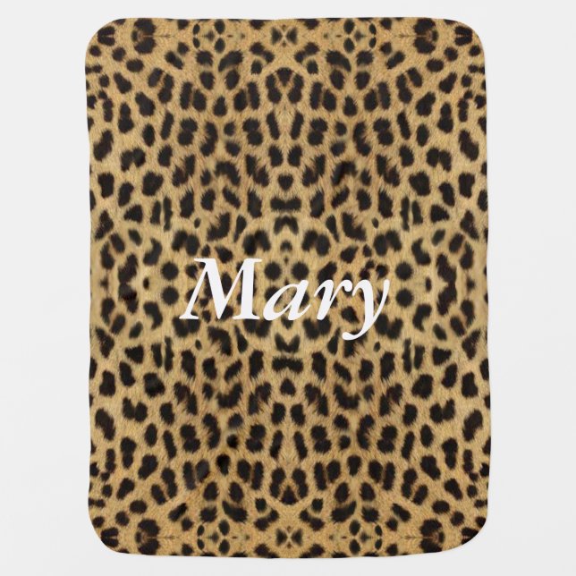 Personalized Leopard Print Baby Blanket (Front)