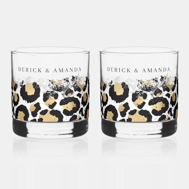 Personalized Leopard Print Bar Glasses (Left)