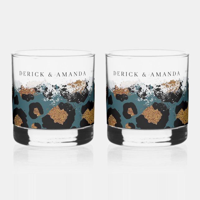 Personalized Leopard Print Bar Glasses (Left)