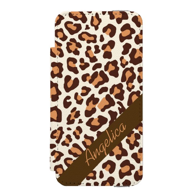 Personalized Leopard Print Brown Tan Cream Case (Folio Front)