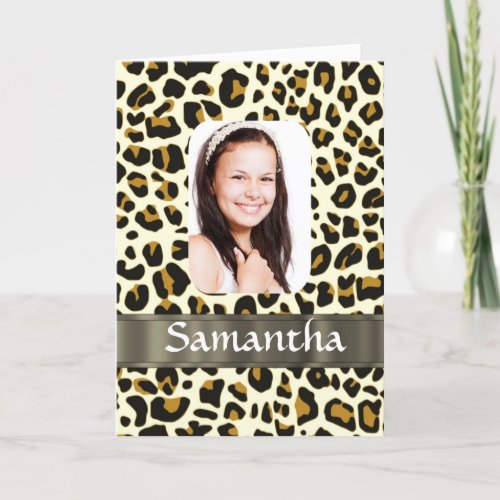 Personalized leopard print card