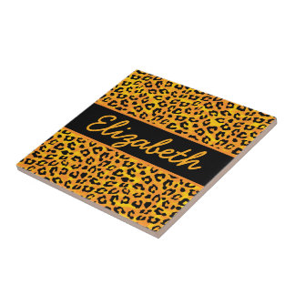 Personalized Leopard Print Ceramic Tile
