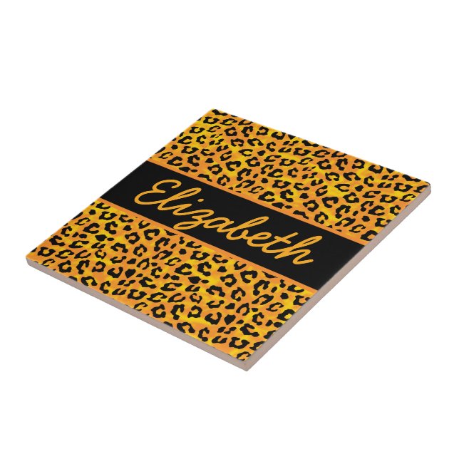 Personalized Leopard Print Ceramic Tile (Side)