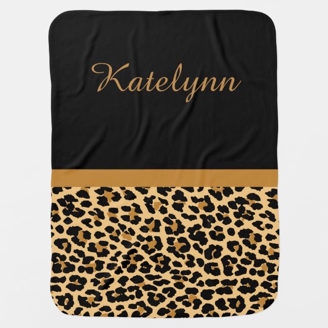 Personalized Leopard Print Custom Baby Blanket (Front)