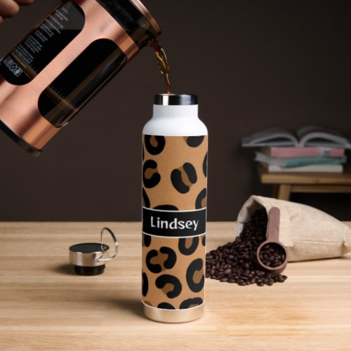 Personalized Leopard Print Fluid Art     Water Bottle