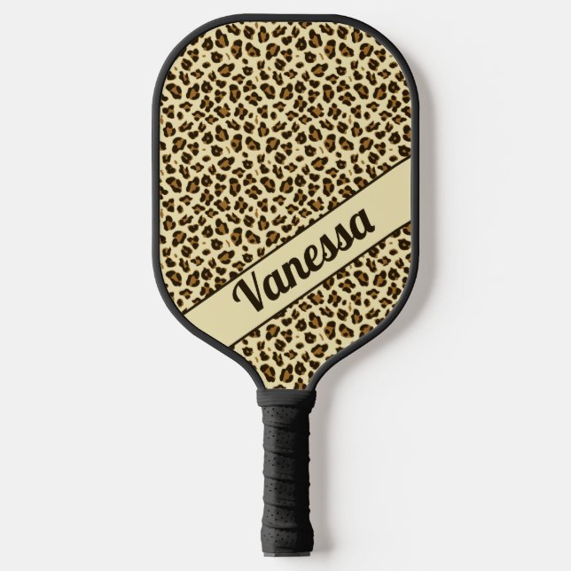 Personalized Leopard Print - Girls Pickleball  Pickleball Paddle (Front)