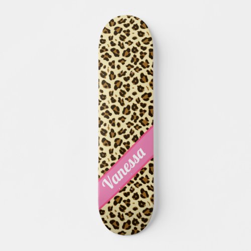 Personalized Leopard Print _ Girls  Skateboard