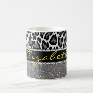 Personalized Leopard Print Glitter Coffee Mug