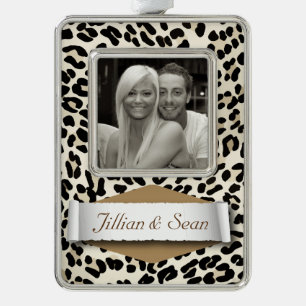 Personalized Leopard Print Holiday Photo Ornament