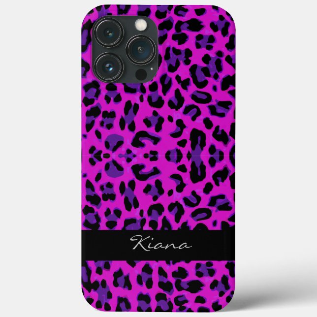 Personalized Leopard Print Magenta Case-Mate iPhone Case (Back)