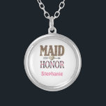 Personalized Leopard Print Maid of Honor Gift  Silver Plated Necklace<br><div class="desc">Personalize this Maid of Honor silver plated necklace or locket with her name. A great gift for your Maid of Honor.  Also see our bridesmaids,  and mother's necklaces.</div>