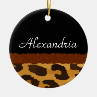 Personalized Leopard Print Merry Christmas Ceramic Ornament