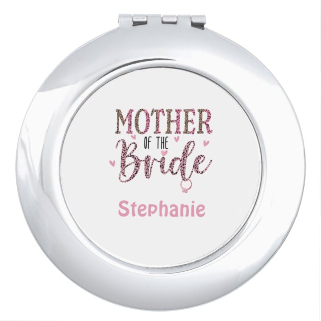 Personalized Leopard Print Mother of Bride Gift  Compact Mirror (Front)