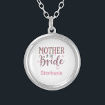 Personalized Leopard Print Mother of Bride Gift  Silver Plated Necklace<br><div class="desc">Personalize this silver necklace or locket for the mother of the bride.  The pink and gray leopard print is trendy and a these will be a great gift for her. See our ones for Mother of the groom and bridesmaids.</div>