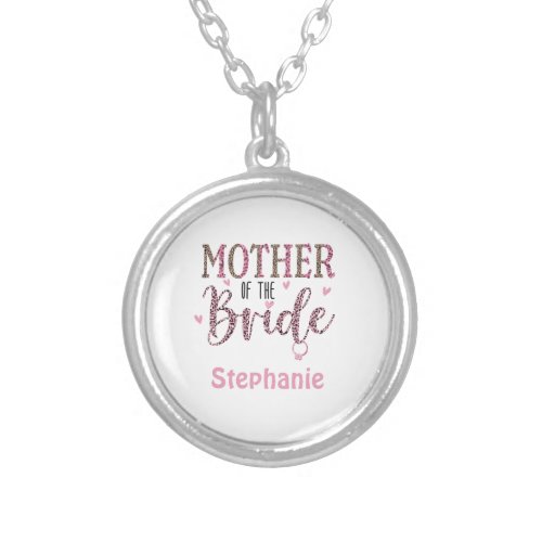 Personalized Leopard Print Mother of Bride Gift  Silver Plated Necklace