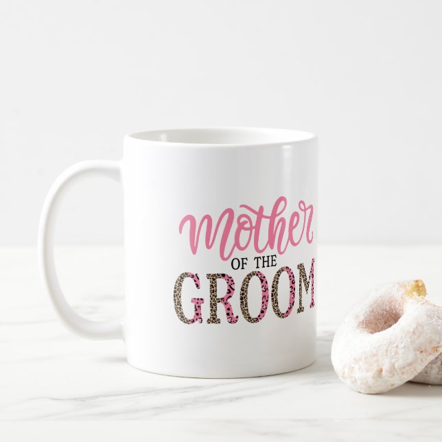 Personalized Leopard Print Mother of Groom Gift Coffee Mug (With Donut)