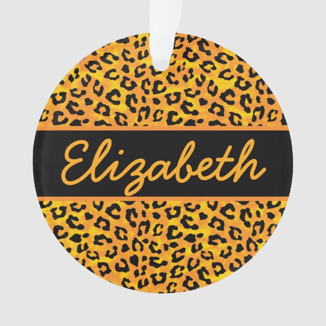 Personalized Leopard Print Ornament (Front)