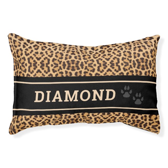 Personalized Leopard Print Small Dog Pet Bed (Front)