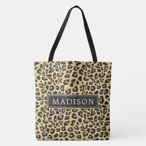 Personalized Leopard Print Tote Bag