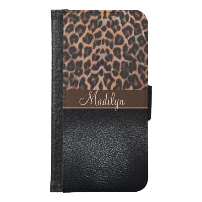 Personalized Leopard Print Wallet Phone Case (Front)