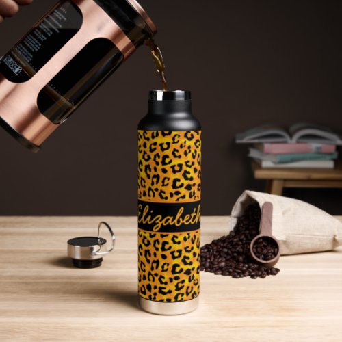 Personalized Leopard Print Water Bottle