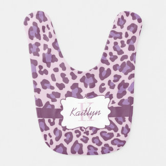 Personalized Leopard Purple and Lavender Baby Bib