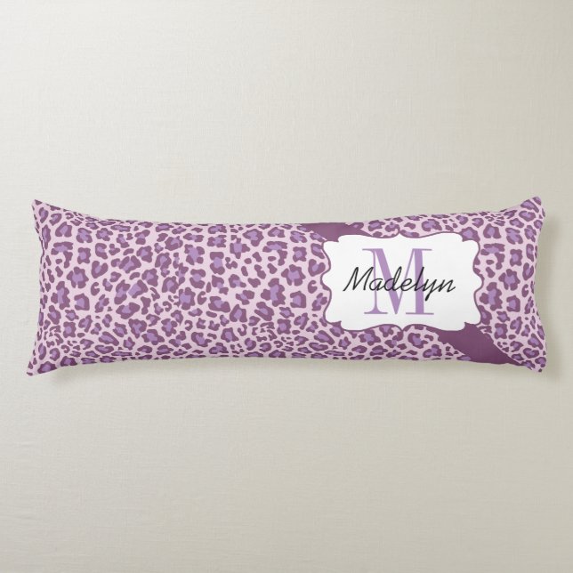 Personalized Leopard Purple Lavender Body Pillow (Front)