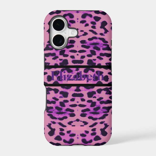 Personalized Leopard Purple Rhinestone Iphone Case (Back)