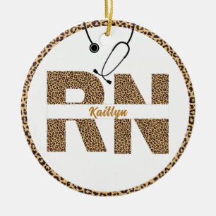 Personalized Leopard  R N Nurse Ornament