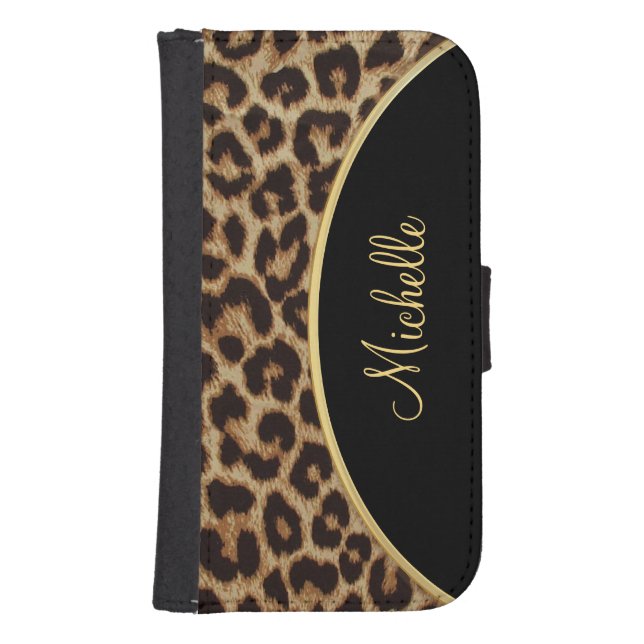 Personalized Leopard Spots Fake Fur Samsung Galaxy Wallet Case (Front)