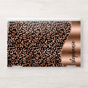 Personalized Leopard Spots Rose Gold Black HP Laptop Skin