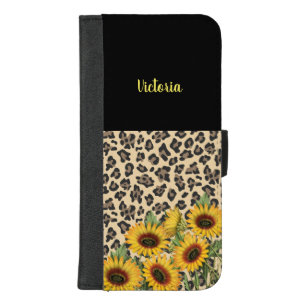Personalized Leopard Sunflowers iPhone 8/7 Plus Wallet Case