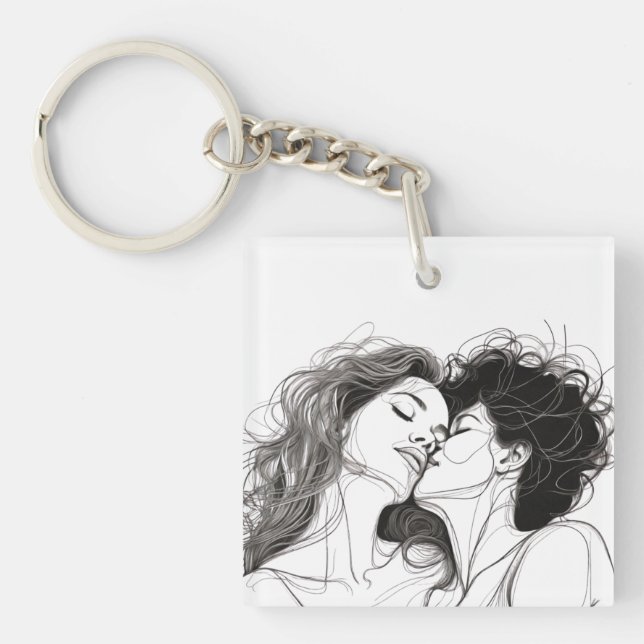 Personalized Lesbian Couple Acrylic Keychain (Front)