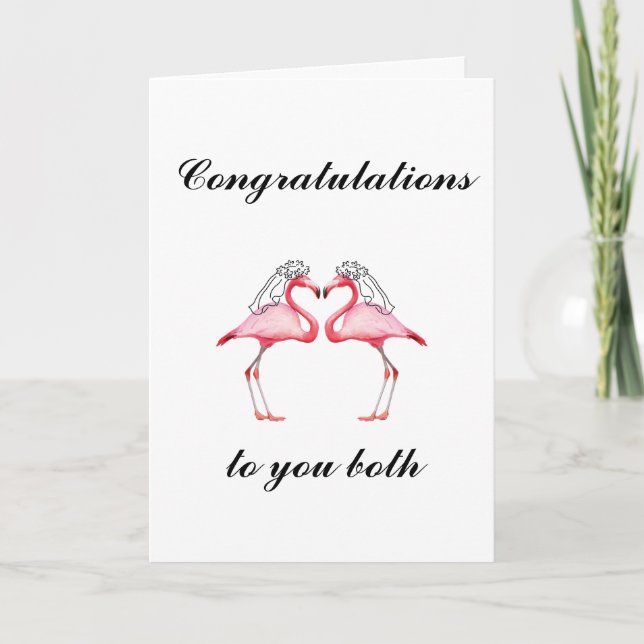 Personalized Lesbian Flamingo Wedding Card (Front)