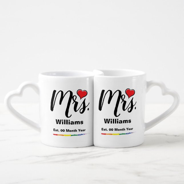 Personalized Lesbian Hers and Hers Coffee Mug Set (Front Nesting)