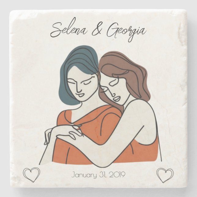 Personalized Lesbian  Stone Coaster (Front)
