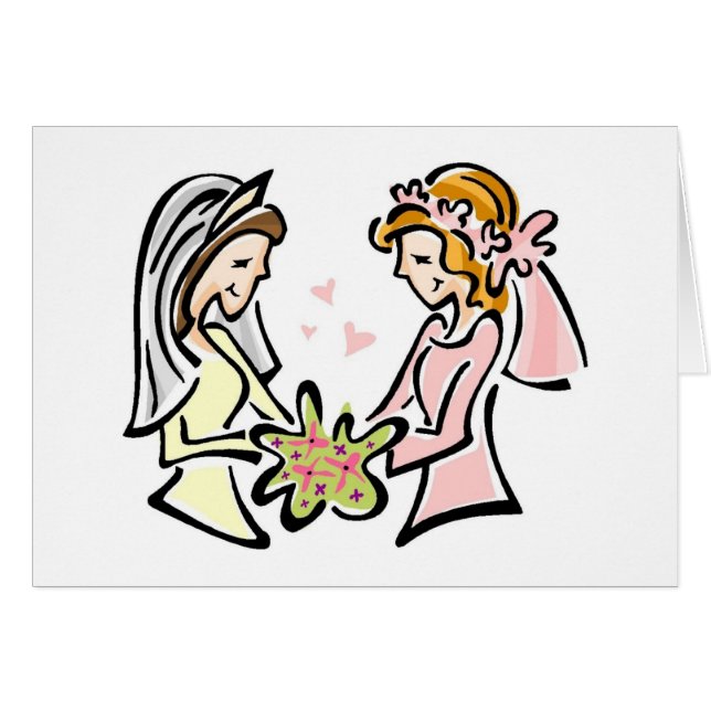 Personalized Lesbian Wedding Card - Add Text (Front Horizontal)