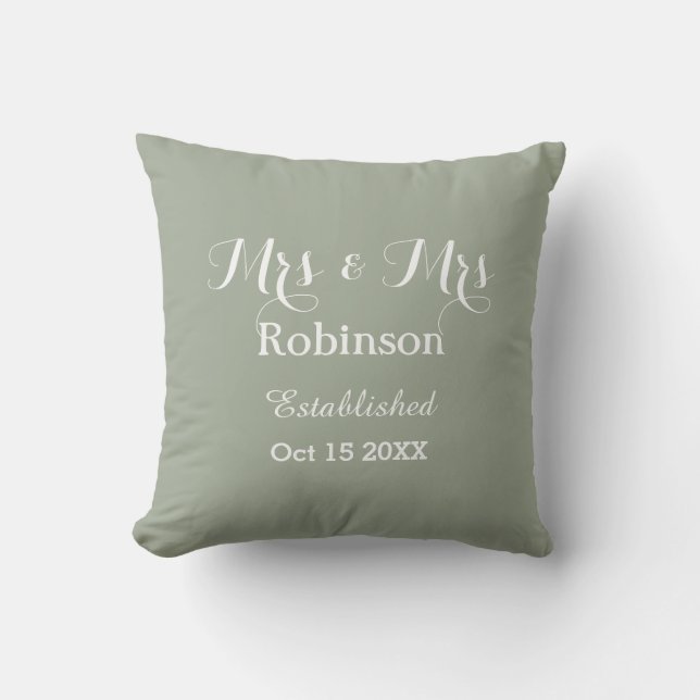 Personalized Lesbian Wedding Throw Pillow (Front)