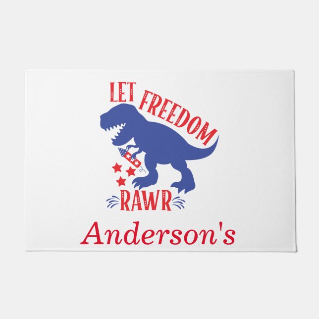 Personalized Let Freedom Rawr Doormat (Front)