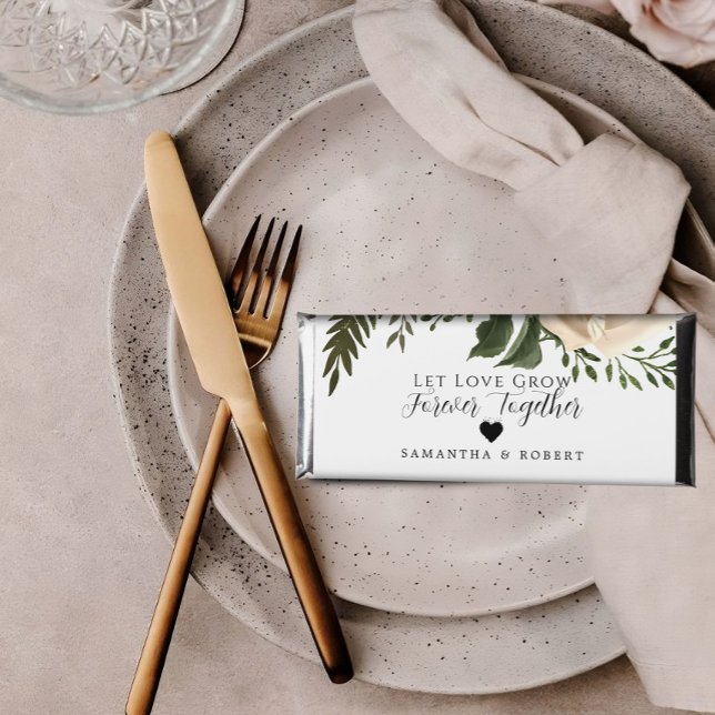 Personalized Let Love Grow Roses Wedding Hershey Bar Favors (wedding chocolate bar)