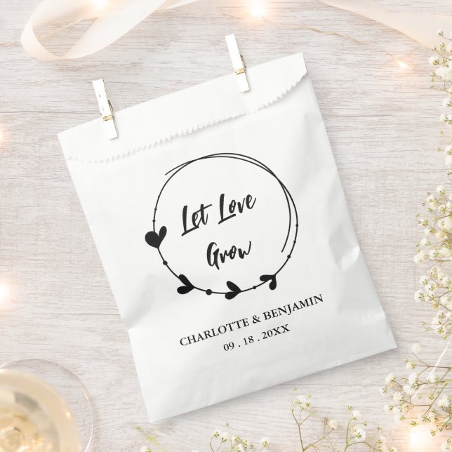 Personalized Let Love Grow Wedding   Favor Bag (Clipped)