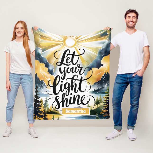 Personalized Let Your Light Shine Christian  Fleece Blanket (In Situ)