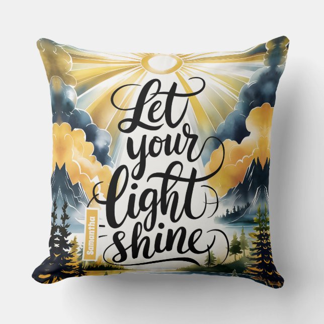 Personalized Let Your Light Shine Christian  Throw Pillow (Front)