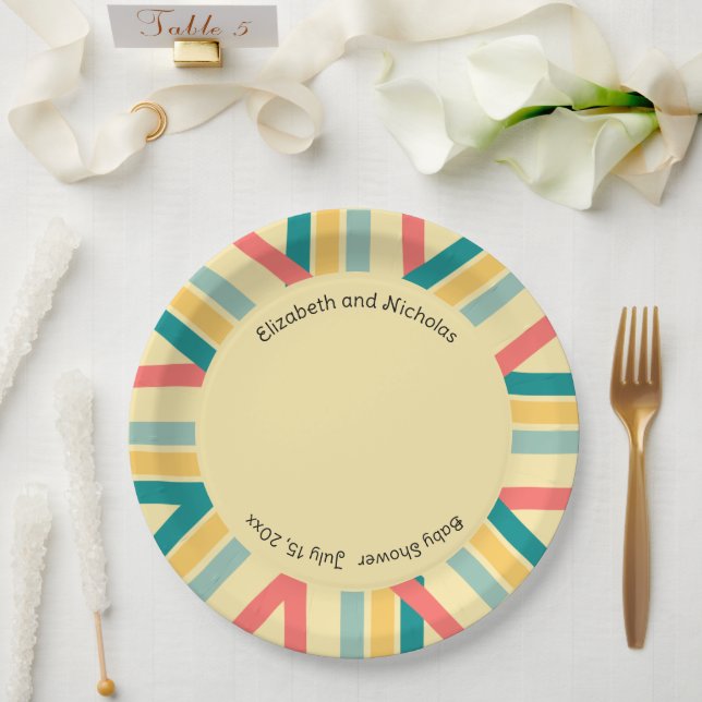 Personalized Let's Get Beachy multicolored  Paper Plates (Wedding)