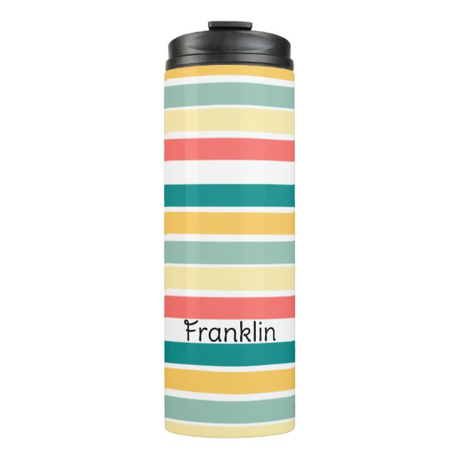Personalized Let's Get Beachy Stripes Thermal Tumbler (Front)