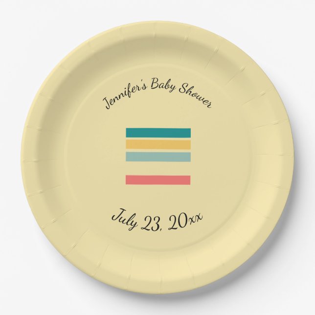Personalized Let's Get Beachy Yellow Paper Plates (Front)