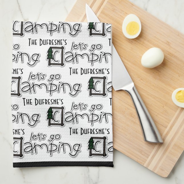 Personalized "Let's Go Camping" Kitchen Towel (Quarter Fold)