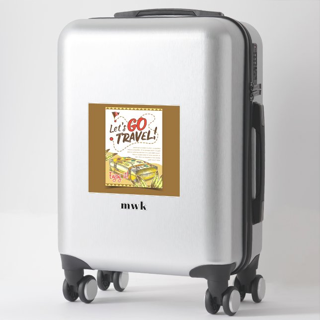 Personalized Let's Go Travel! Sticker (Suitcase)