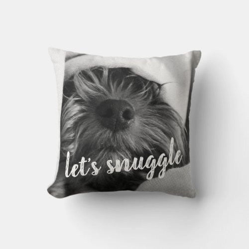Personalized Lets Snuggle Pet Dog Photo Holiday Throw Pillow